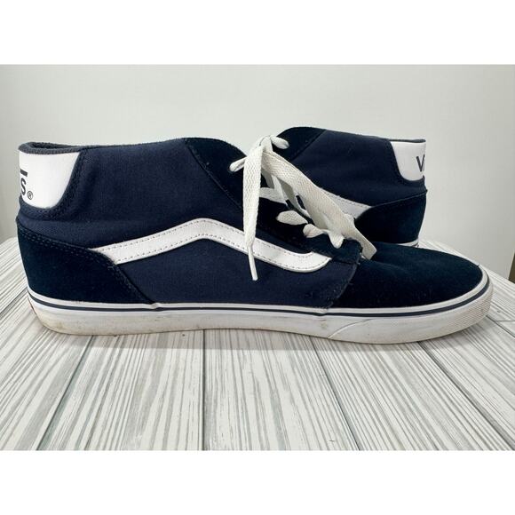 Vans Classic Mid Top Champion Sneakers Men's 13 Blue White Lace-Up Skate Shoes - Picture 5 of 10